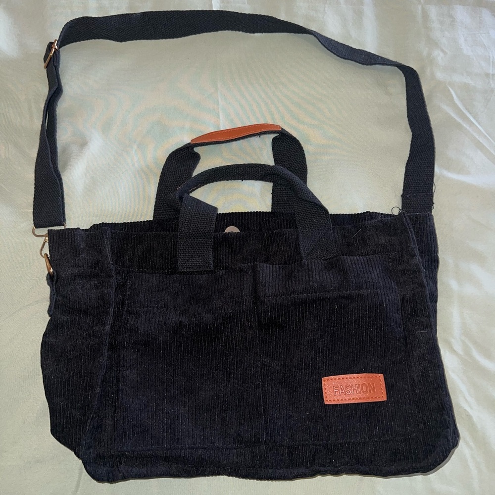 Fashion Black Corduroy Tote Bag